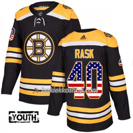 Lapsille NHL Boston Bruins Pelipaita Tuukka Rask 40 Adidas 2017-2018 Musta USA Flag Fashion Authentic